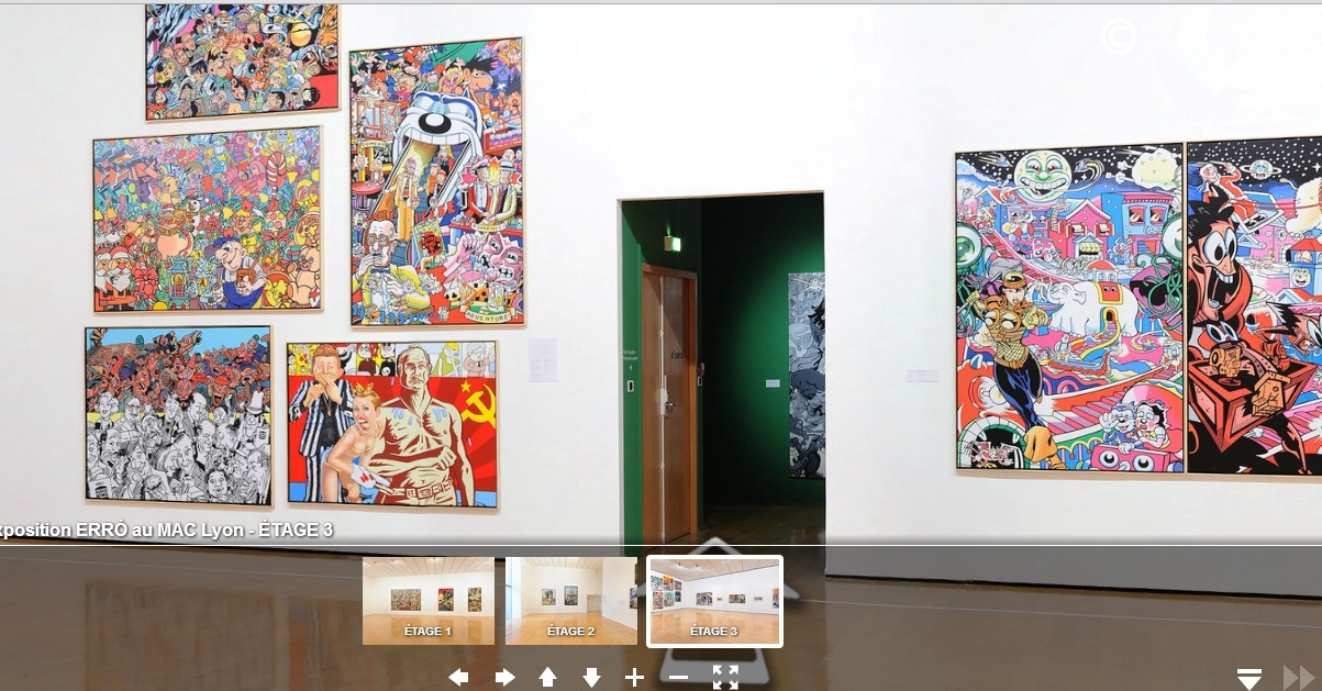 Capture d'écran, visite virtuelle de la rétrospective consacrée en 2014 à Erró au MAC Lyon