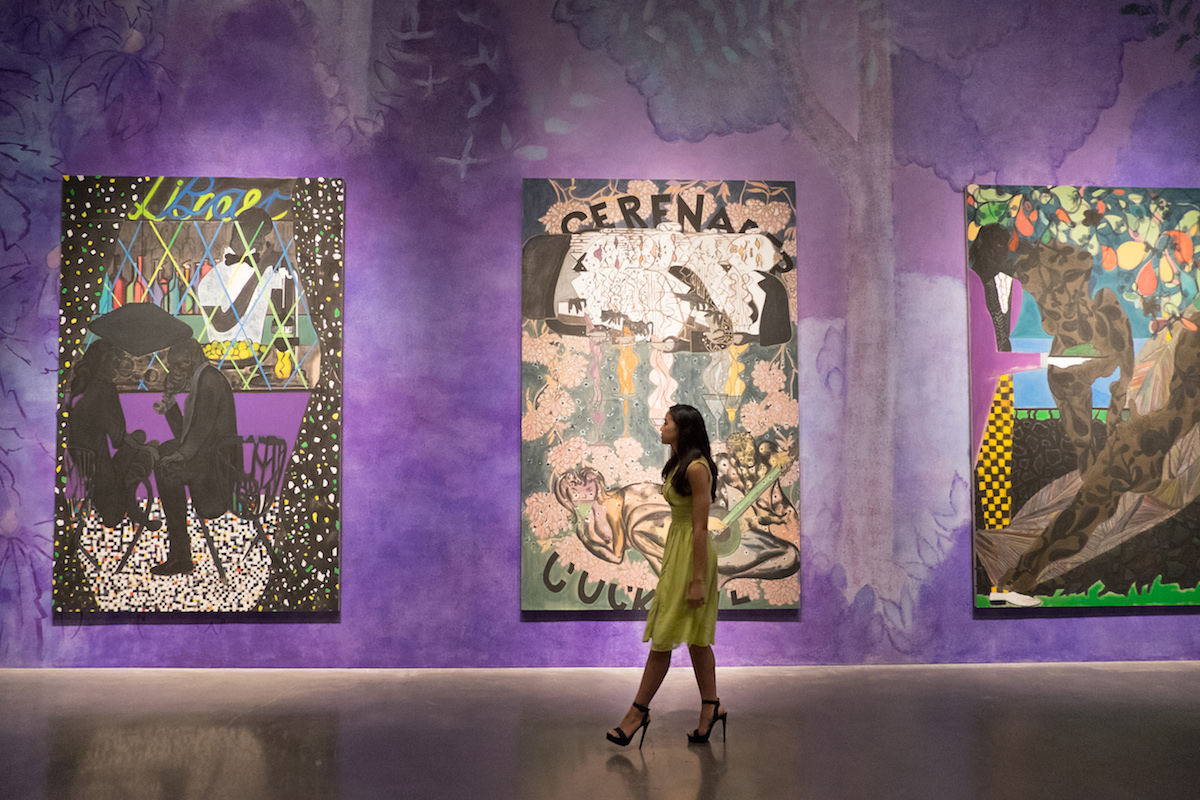 Chris Ofili, de gauche à droite : Lime Bar, Cocktail Serenader et Frogs in the Shade (Right)