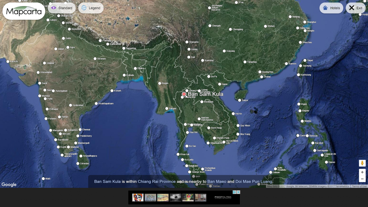 Capture d'écran, géolocalisation du village de Ban Sam Kula, Thailande