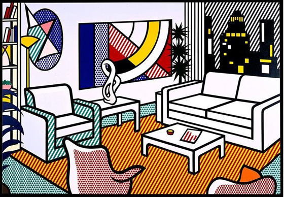 Roy Lichtenstein, série Interior, Study for Interior with Skyline, 1992.