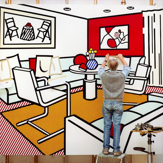 Roy Lichtenstein au travail dans son atelier. 