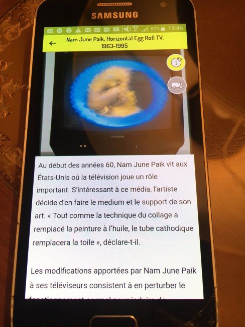 Copie d'écran de l'application mobile : MAC Lyon : la Collection