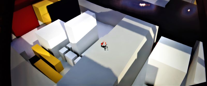 Vue panoramique du jeu vidéo Prisme 7. Le 1er jeu vidéo du Centre Pompidou.