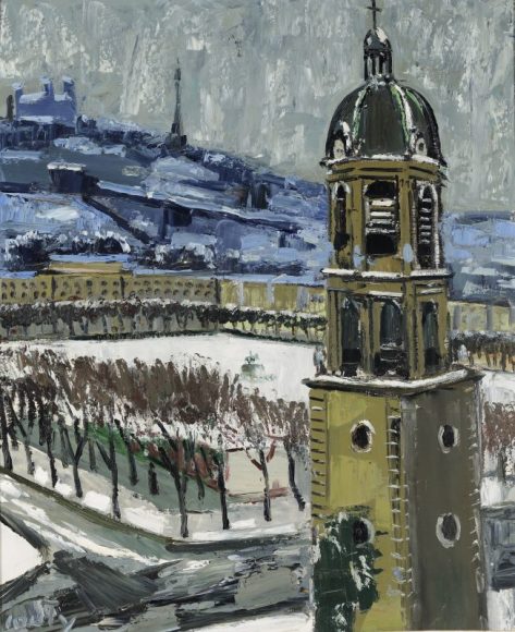 Jean Couty « La place Bellecour sous la neige », 1960 HST