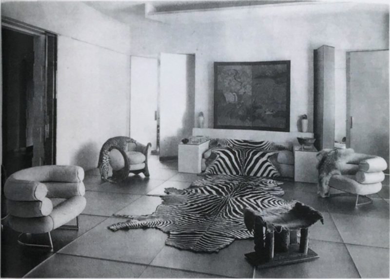 Appartement de Suzanne Talbot, vue du Salon de verre, décoration et meubles Eileen Gray,